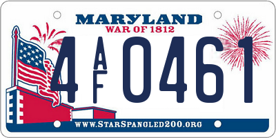 MD license plate 4AF0461