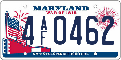MD license plate 4AF0462