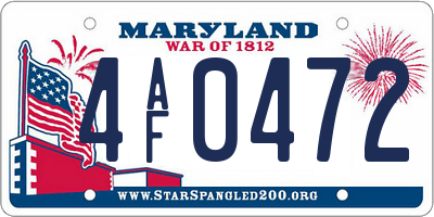 MD license plate 4AF0472