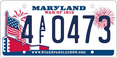 MD license plate 4AF0473