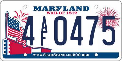 MD license plate 4AF0475