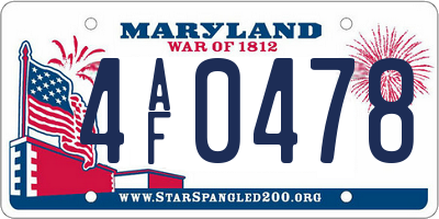 MD license plate 4AF0478