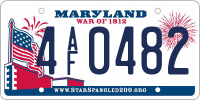 MD license plate 4AF0482