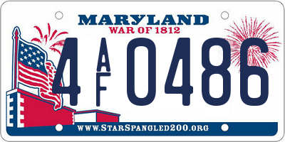 MD license plate 4AF0486