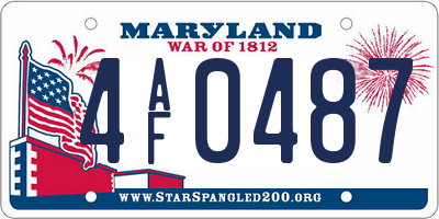 MD license plate 4AF0487