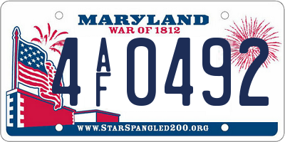 MD license plate 4AF0492