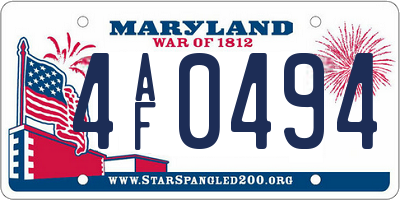MD license plate 4AF0494