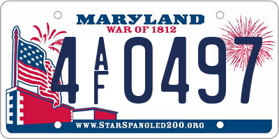 MD license plate 4AF0497