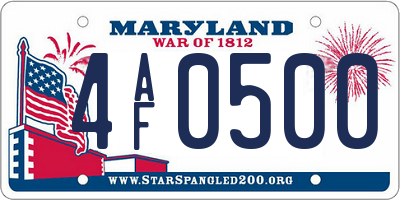 MD license plate 4AF0500