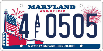 MD license plate 4AF0505