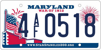 MD license plate 4AF0518