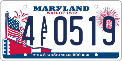 MD license plate 4AF0519