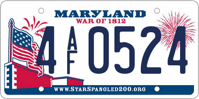 MD license plate 4AF0524