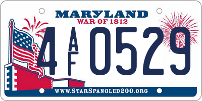 MD license plate 4AF0529