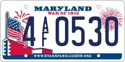 MD license plate 4AF0530