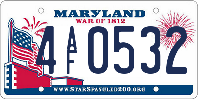 MD license plate 4AF0532