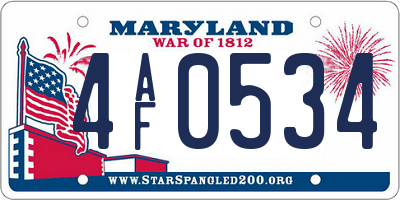 MD license plate 4AF0534
