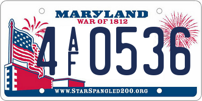 MD license plate 4AF0536