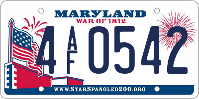 MD license plate 4AF0542