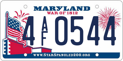 MD license plate 4AF0544