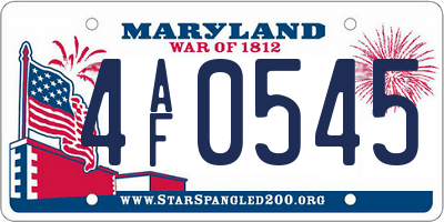 MD license plate 4AF0545