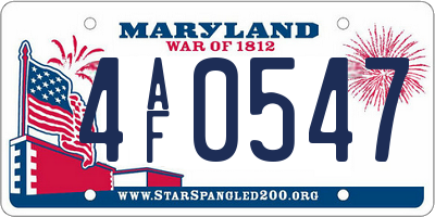 MD license plate 4AF0547