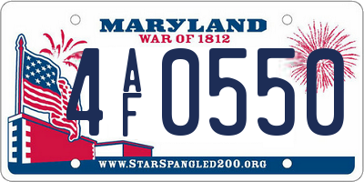 MD license plate 4AF0550