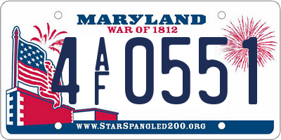 MD license plate 4AF0551