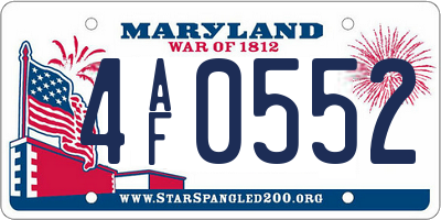 MD license plate 4AF0552