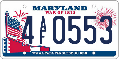 MD license plate 4AF0553