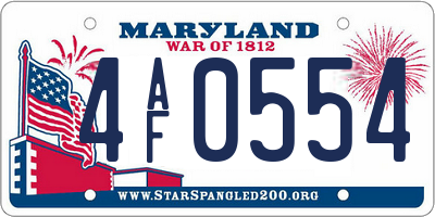 MD license plate 4AF0554