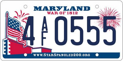 MD license plate 4AF0555