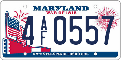 MD license plate 4AF0557