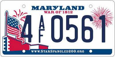 MD license plate 4AF0561