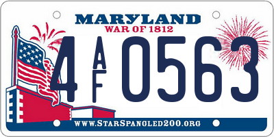 MD license plate 4AF0563