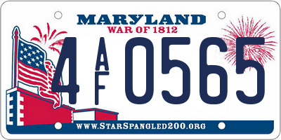 MD license plate 4AF0565