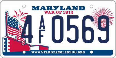 MD license plate 4AF0569