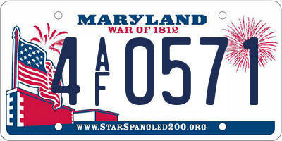 MD license plate 4AF0571