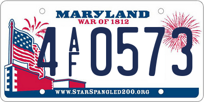 MD license plate 4AF0573