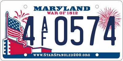 MD license plate 4AF0574
