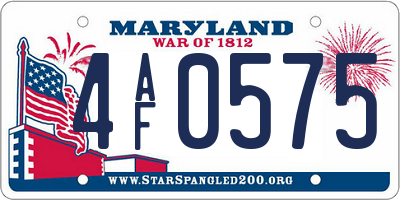 MD license plate 4AF0575