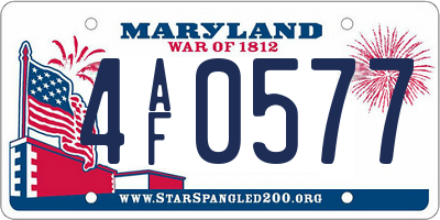 MD license plate 4AF0577