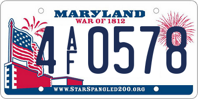MD license plate 4AF0578
