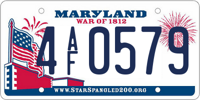 MD license plate 4AF0579