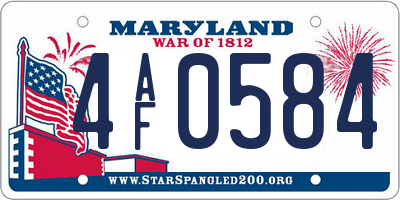 MD license plate 4AF0584