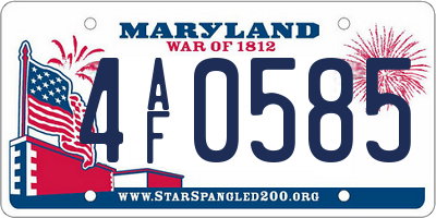 MD license plate 4AF0585