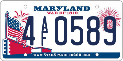MD license plate 4AF0589