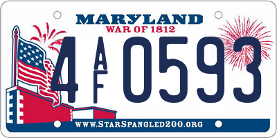 MD license plate 4AF0593