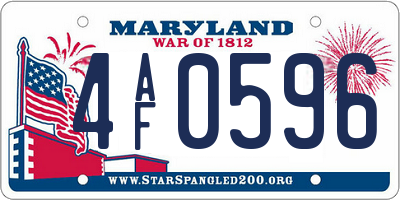 MD license plate 4AF0596