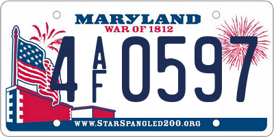 MD license plate 4AF0597